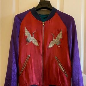 Japanese style silk baseball jacket